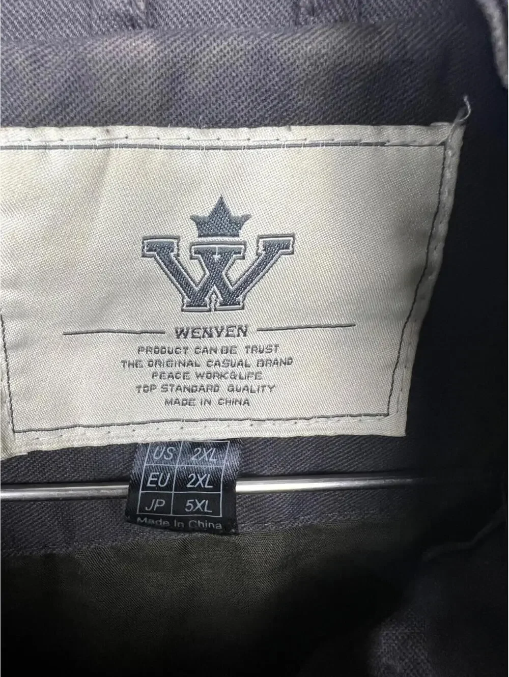 WenVen Mens Canvas Jacket Military Jacket 2X Casual Outwear Gray Cotton